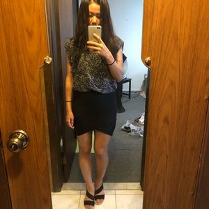 French connection muscle top and H&M skirts